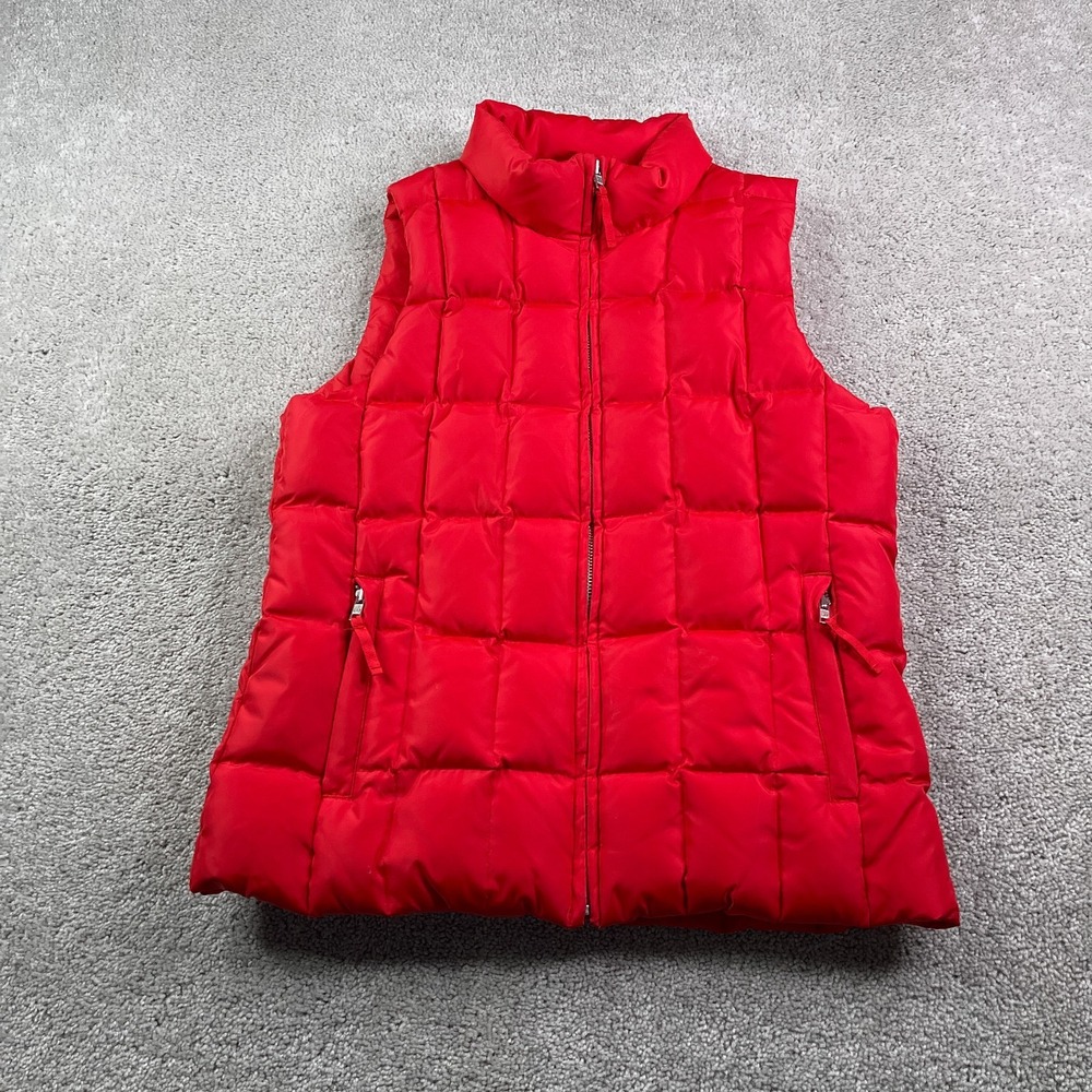 Vintage Gap Vest Womens Medium Red Down Quilted Puffer Warm Full Zip Y2K
